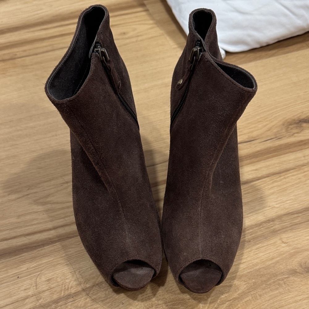 Rockport Brown Peep-Toe Platform Ankle Heeled Boots 6.5 - Picture 2 of 7
